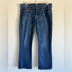7 For All Mankind. Medium Distressed Wash Crop Flare Denim. Size 29.